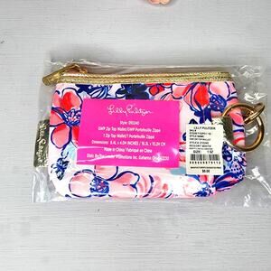 Lilly Pulitzer Resort White Party Like A Lobstar Printed Zip Top Wallet Pink NWT